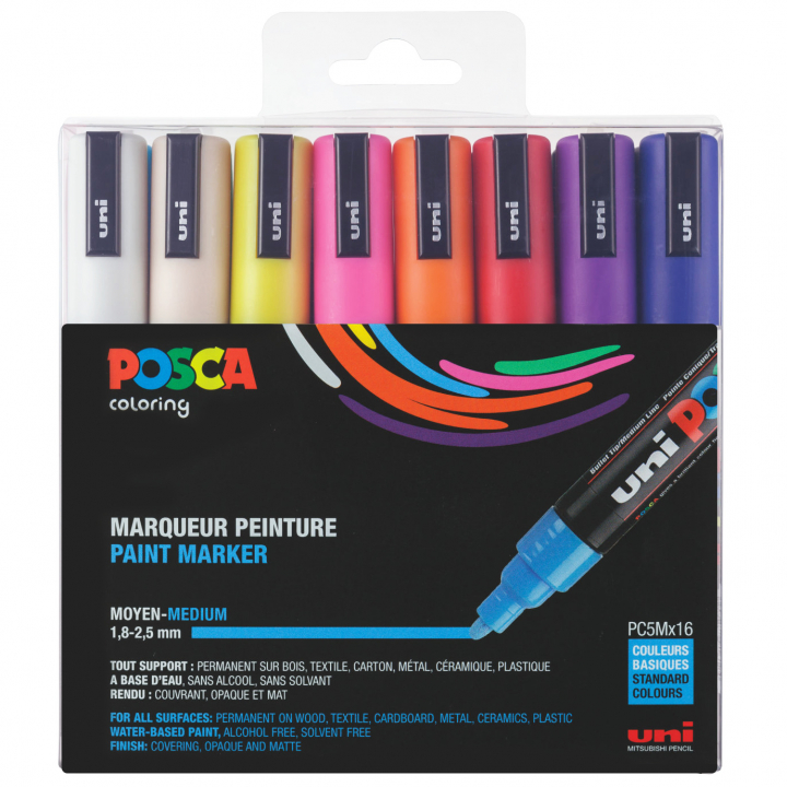 Posca PC-5M 16-set i gruppen Pennor / Konstnärspennor / Illustrationsmarkers hos Pen Store (112631)