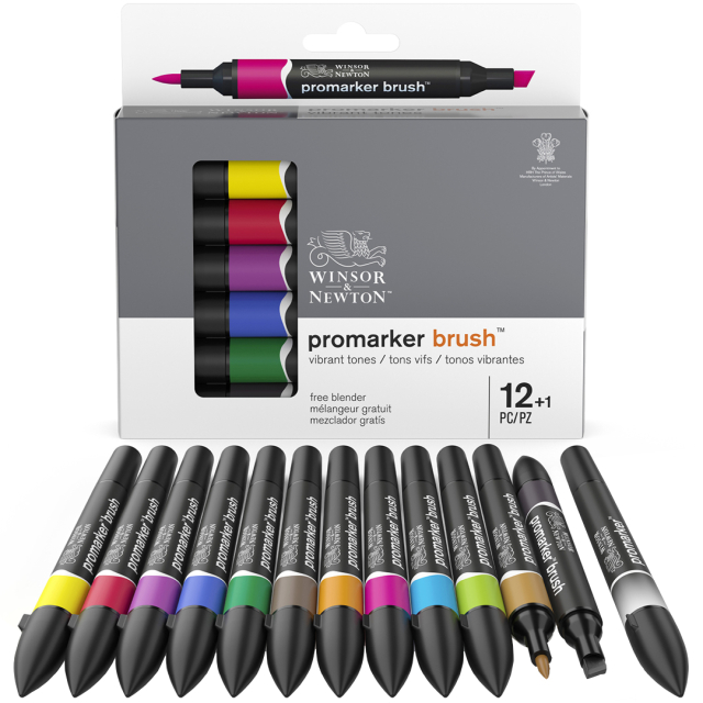 Promarker Brush Vibrant Tones 12-set + Blender