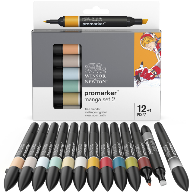 Promarker 12-set + blender (Manga set 2)