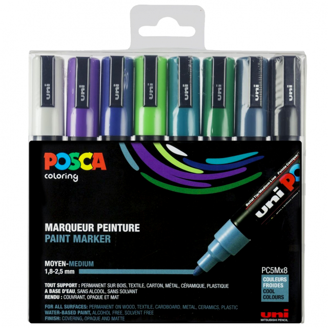 Posca PC-5M Cool tones 8-set
