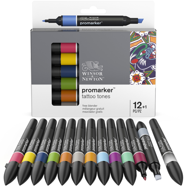 Promarker 12-set + Blender (Tattoo Tones)