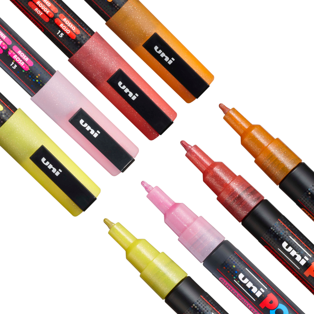 Posca PC-3M Glitter Red tones 4-set