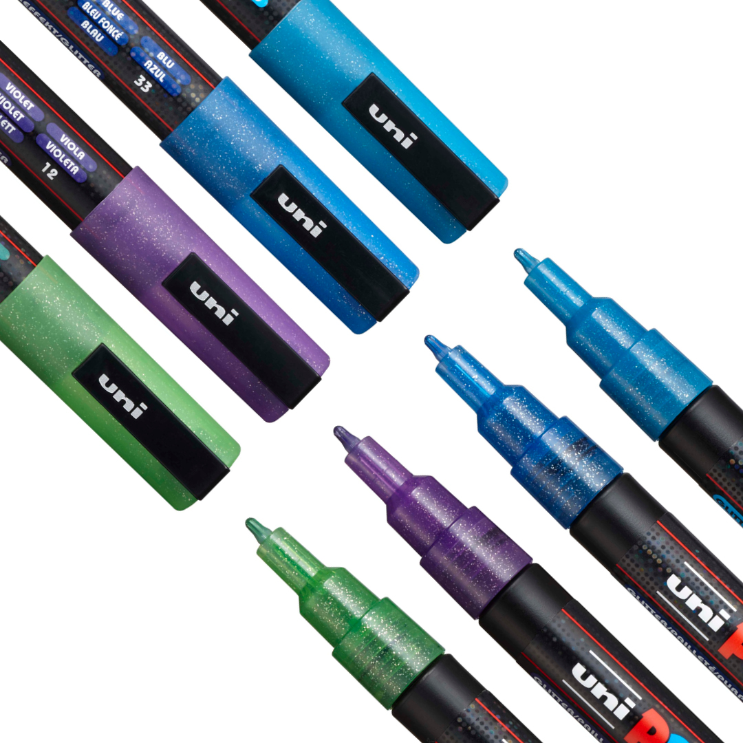 Posca PC-3M Glitter Blue tones 4-set