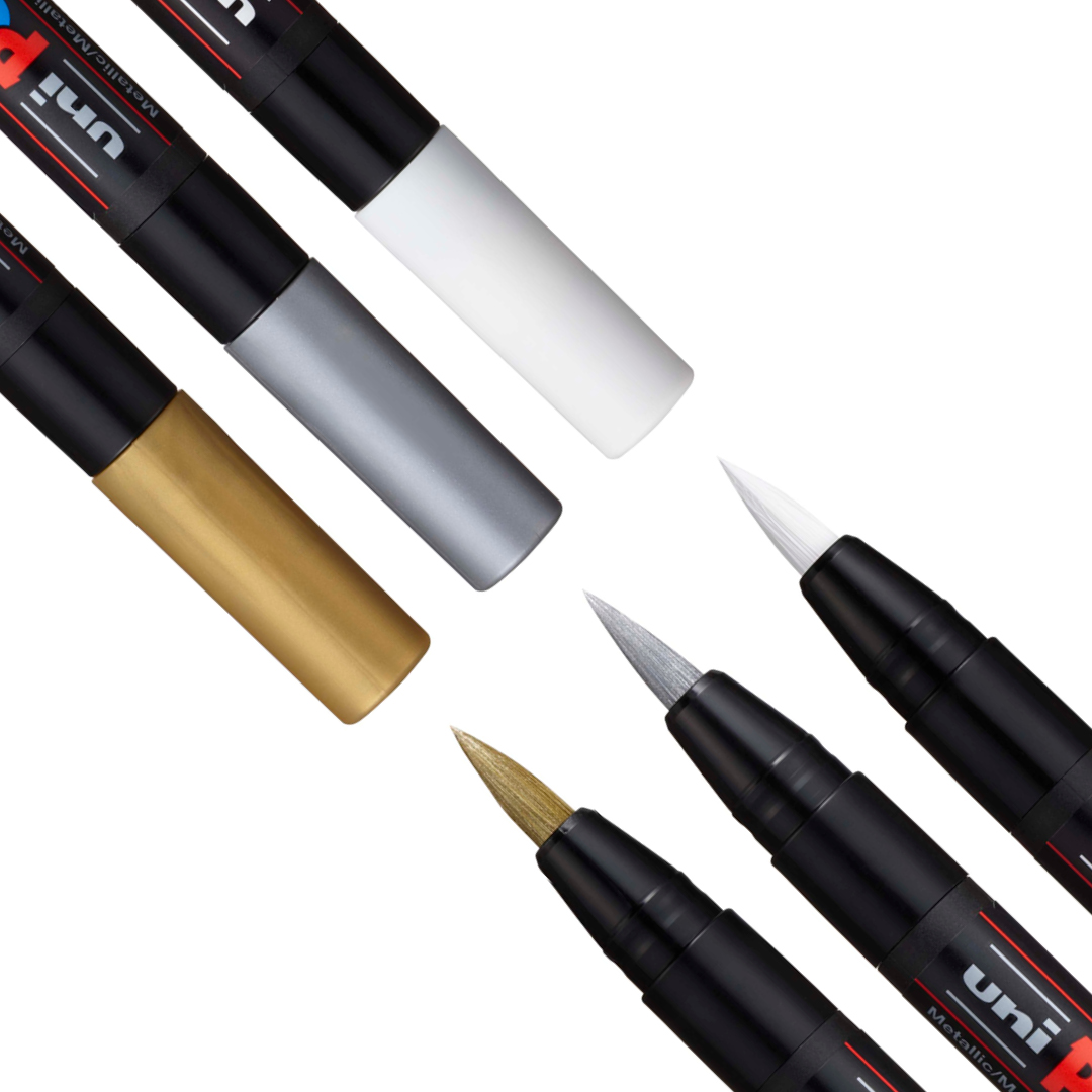 Posca Brush PCF-350 Metallic 3-set