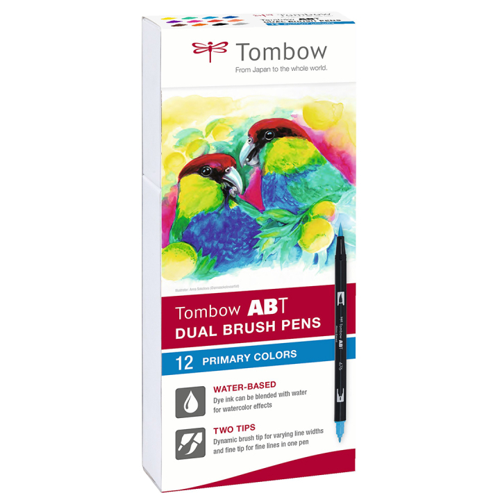 ABT Dual Brush pen 12-set Primary i gruppen Pennor / Konstnärspennor / Penselpennor hos Pen Store (101081)