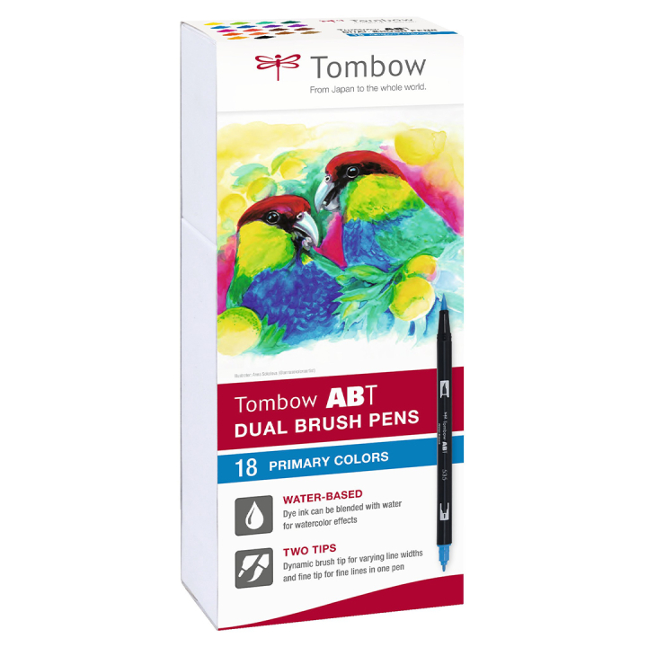 ABT Dual Brush pen 18-set Primary i gruppen Pennor / Konstnärspennor / Penselpennor hos Pen Store (101098)