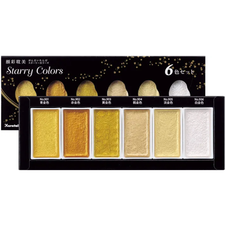 Gansai Tambi Akvarell 6-set Starry Colors i gruppen Konstnärsmaterial / Konstnärsfärger / Akvarellfärg / Akvarellfärg i kopp hos Pen Store (101260)