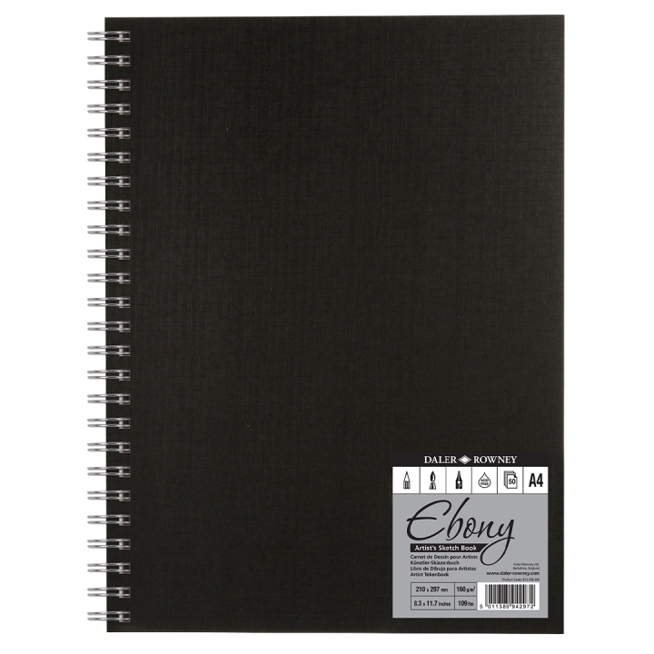 Ebony Artist's Sketch Book Spiral A4 i gruppen Papper & Block / Konstnärsblock / Skissböcker hos Pen Store (101470)