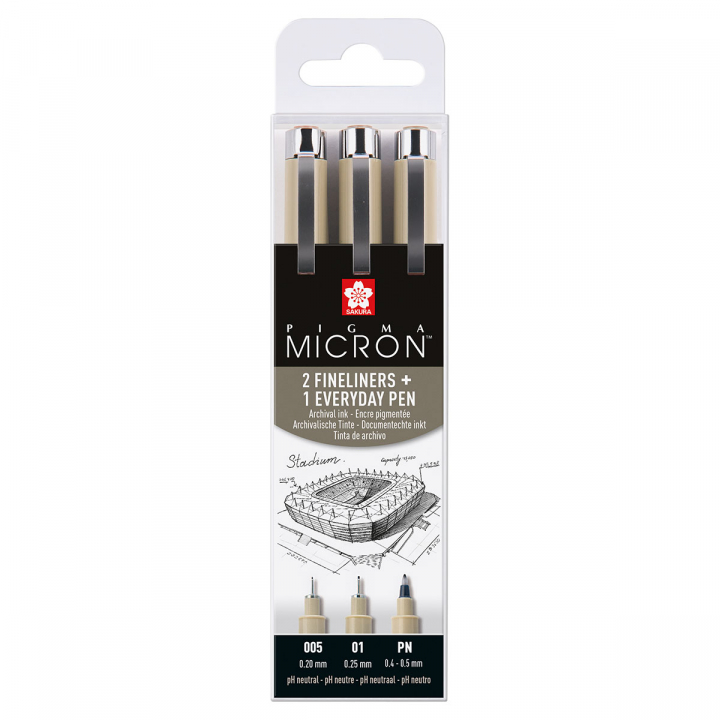 Pigma Micron Fineliner 3-pack Tunn i gruppen Pennor / Skriva / Fineliners hos Pen Store (125578)