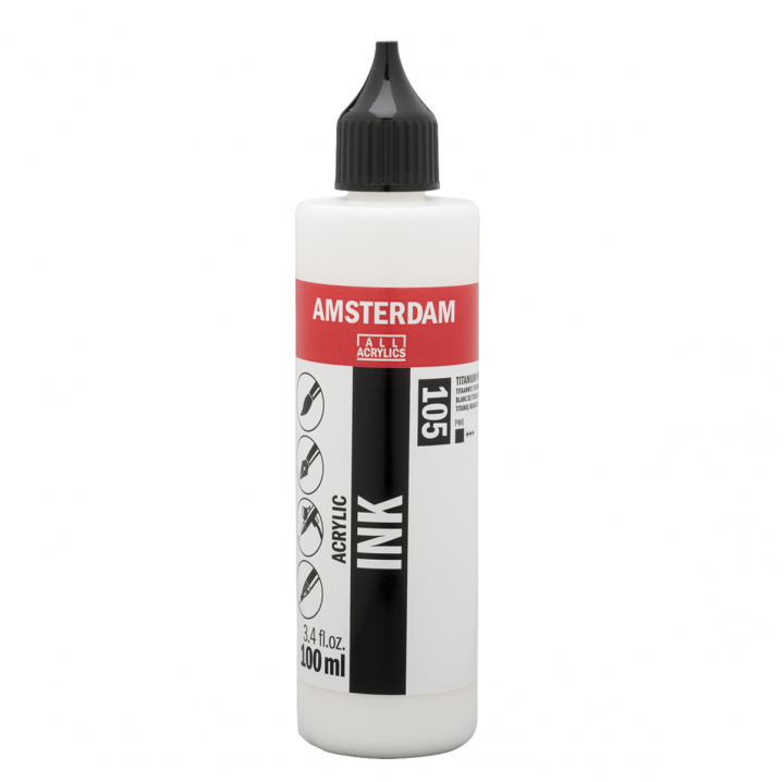 Akryl Ink 100 ml Titanium White i gruppen Konstnärsmaterial / Konstnärsfärger / Akrylfärg hos Pen Store (125675)