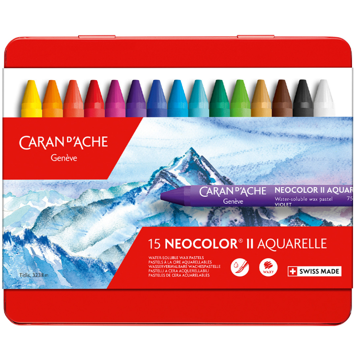 Neocolor II Aquarelle 15-set i gruppen Konstnärsmaterial / Konstnärsfärger / Pastell / Vaxpasteller hos Pen Store (128898)