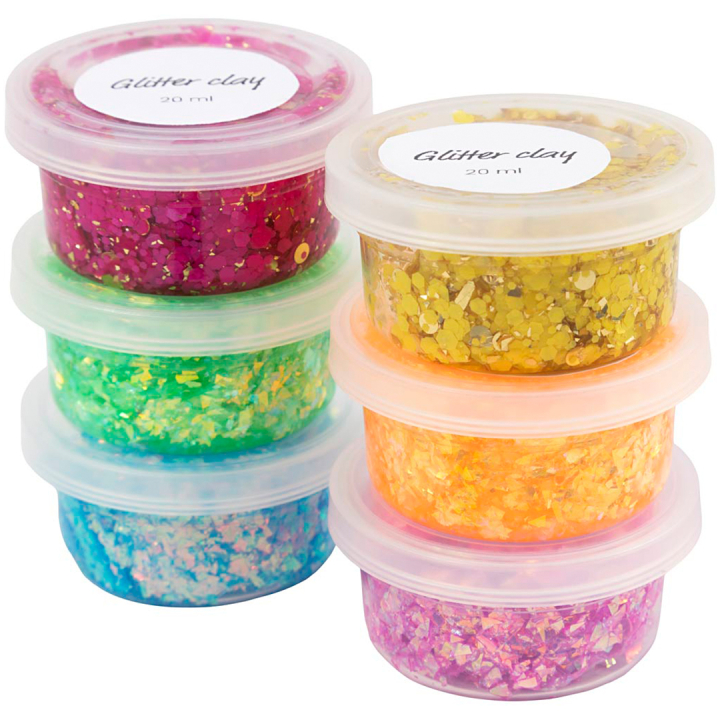 Glitterlera 6x20 ml Färgmix i gruppen Kids / Måla och skapa / Lera för barn / Lufttorkad lera för barn hos Pen Store (131404)