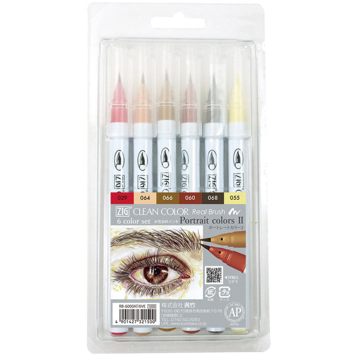 Clean Color Real Brush 6-set Portrait Colors II i gruppen Pennor / Konstnärspennor / Illustrationsmarkers hos Pen Store (134109)