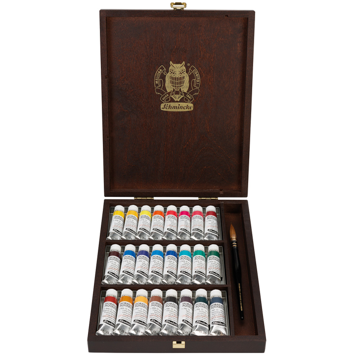 Horadam Aquarell Wooden Box 24x15 ml i gruppen Konstnärsmaterial / Konstnärsfärger / Akvarellfärg / Akvarellfärg på tub hos Pen Store (134340)