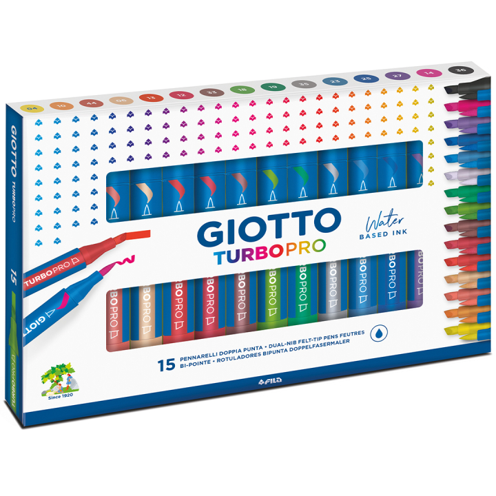 Turbo Pro Dual Tip Marker Pen 15-set i gruppen Pennor / Konstnärspennor / Penselpennor hos Pen Store (135467)