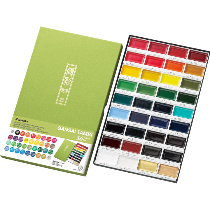 Gansai Tambi Akvarell 36-set i gruppen Konstnärsmaterial / Konstnärsfärger / Akvarellfärg / Akvarellfärg i kopp hos Pen Store (135661)