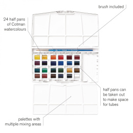 Cotman Akvarellset Paintingbox Plus 24 1/2-kopp i gruppen Konstnärsmaterial / Konstnärsfärger / Akvarellfärg hos Pen Store (125832)