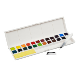 Inktense Akvarellfärg Studio 24-set halvkoppar i gruppen Konstnärsmaterial / Konstnärsfärger / Akvarellfärg hos Pen Store (129546)